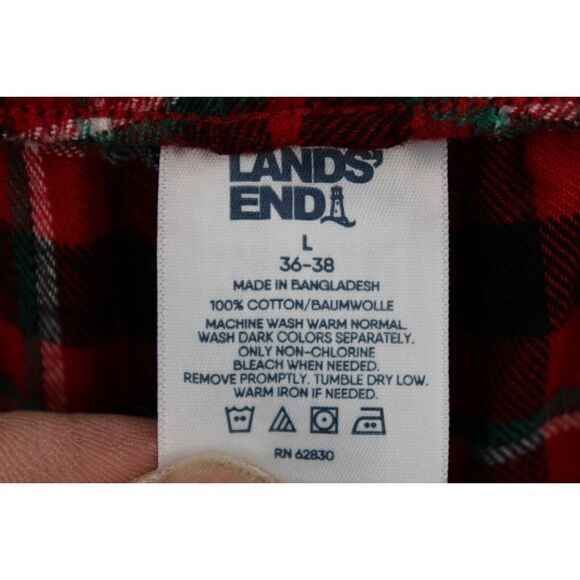 LAND'S END PAJAMAS RED PLAID TOP LARGE 42-44 PANTS L 36-38 - Picture 5 of 11